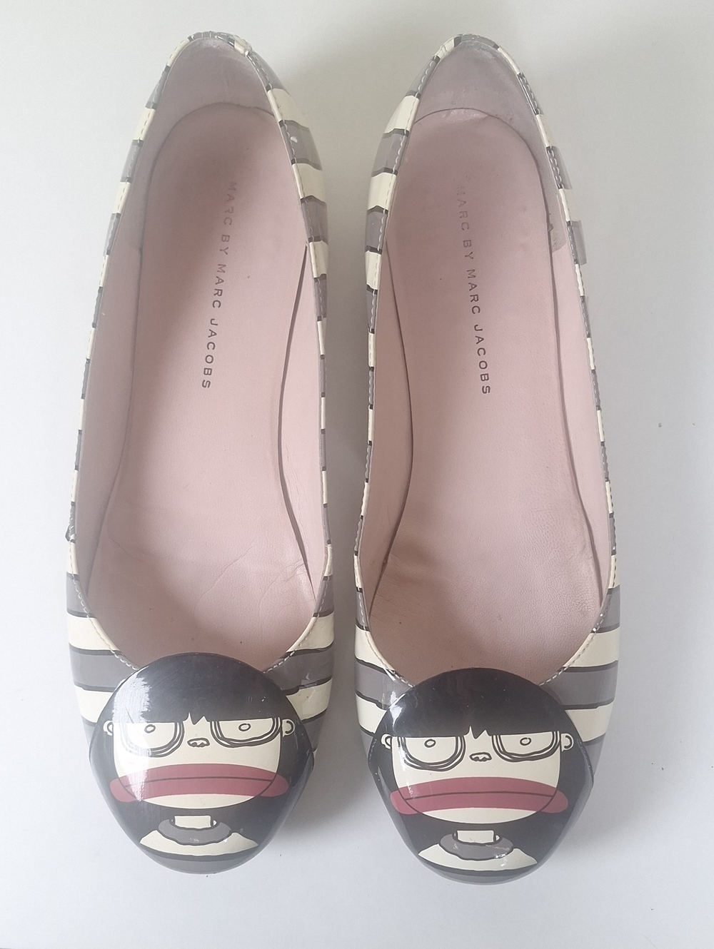 Marc by Marc Jacobs Y2K Patent Miss Marc Striped Ballet Flats Size 39